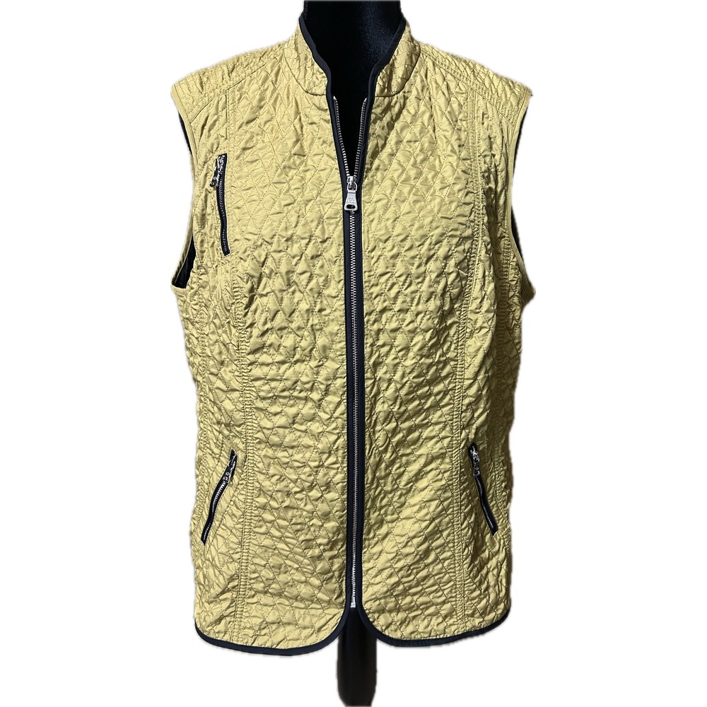Gerry Weber Womens Quilted Full Zip Vest Chartreuse Yellow Size 14 44 840009